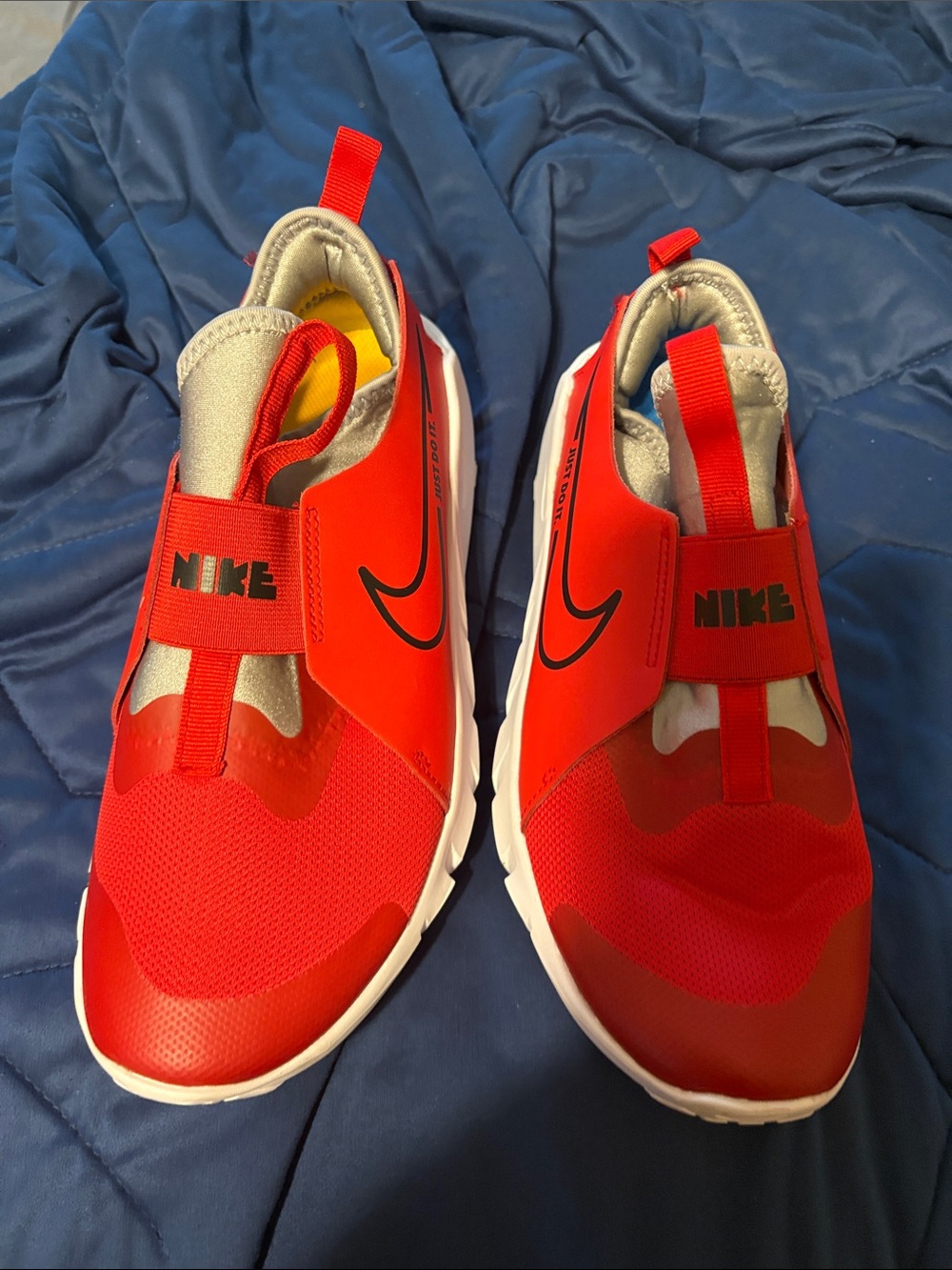 Nike Kids Red Slip-On Sneakers with Black Swoosh
